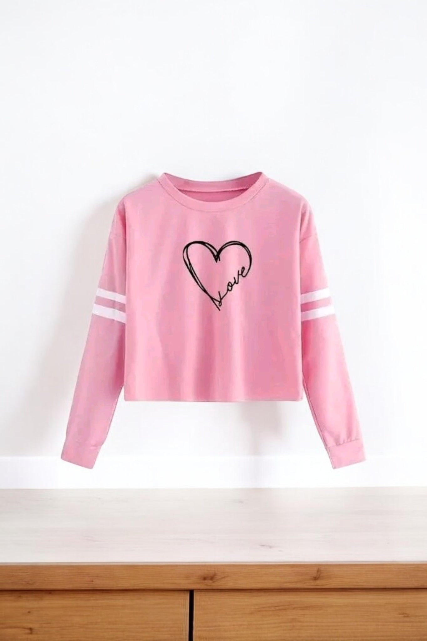 Trendy Long Sleeve Love Printed Cotton Tee for Women & Girls | Premium Quality T-Shirt